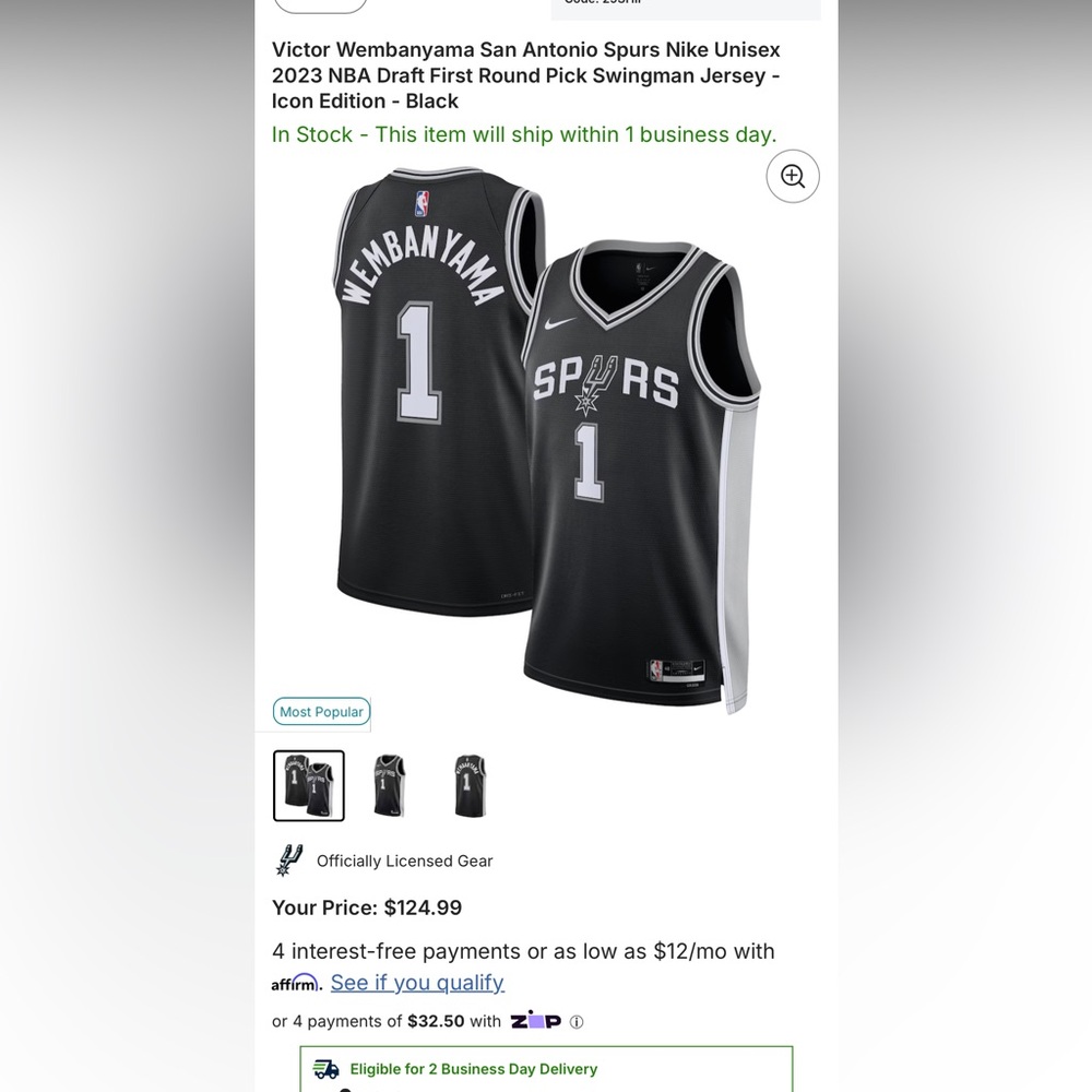 NEW Victor Wembanyama San Antonio Spurs Nike Swingman Jersey